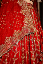 Designer Red Raw Silk Bridal Lehenga