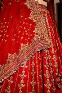 Designer Red Raw Silk Bridal Lehenga