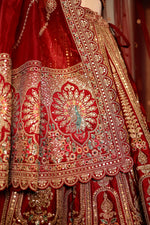 Designer Red Raw Silk Bridal Lehenga