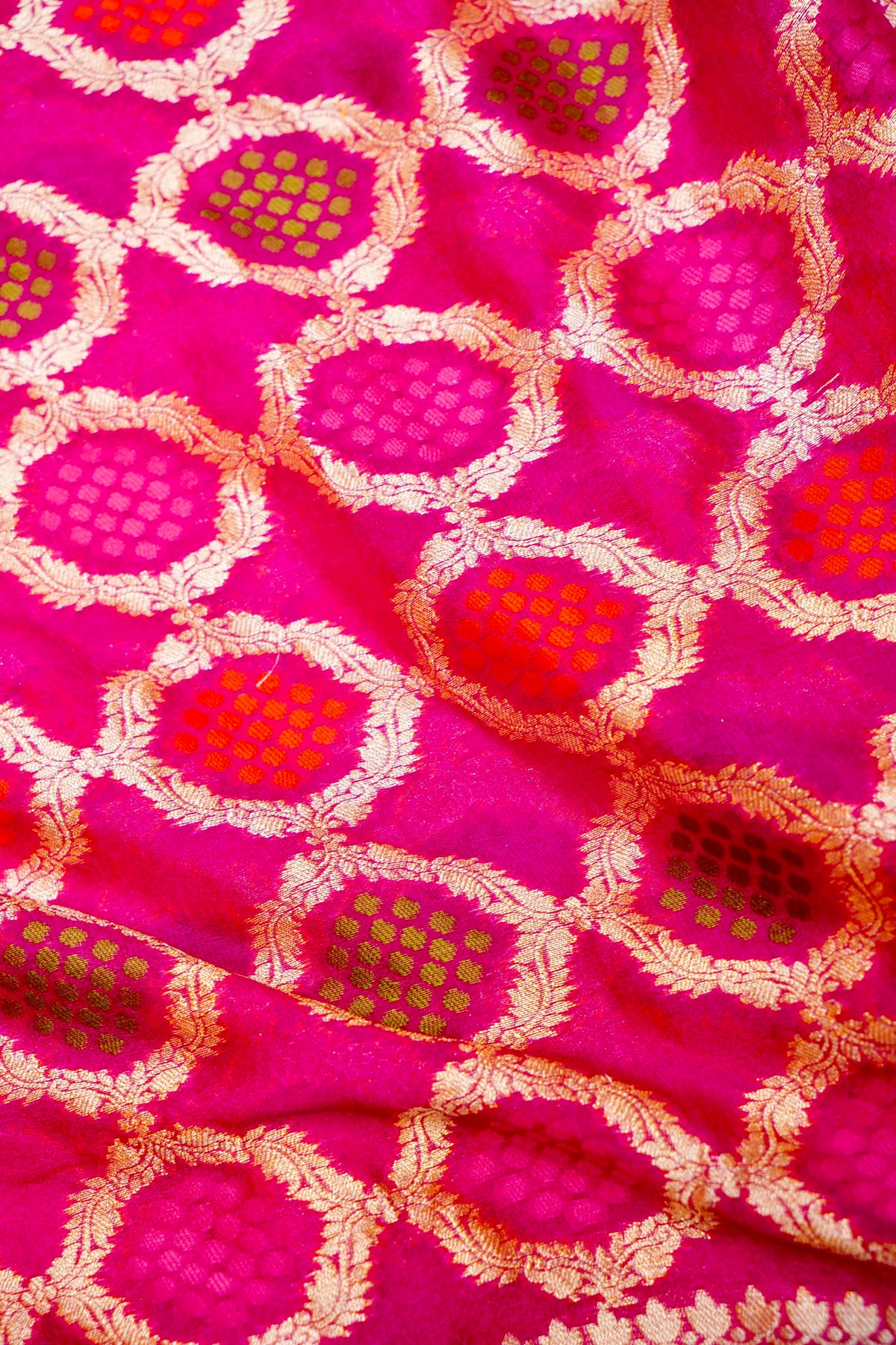 Handwoven Rani Pink Banarasi Khaddi Georgette Saree