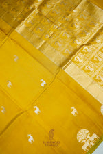 Handwoven Mustard Yellow Motif Banarasi Katan Silk Saree
