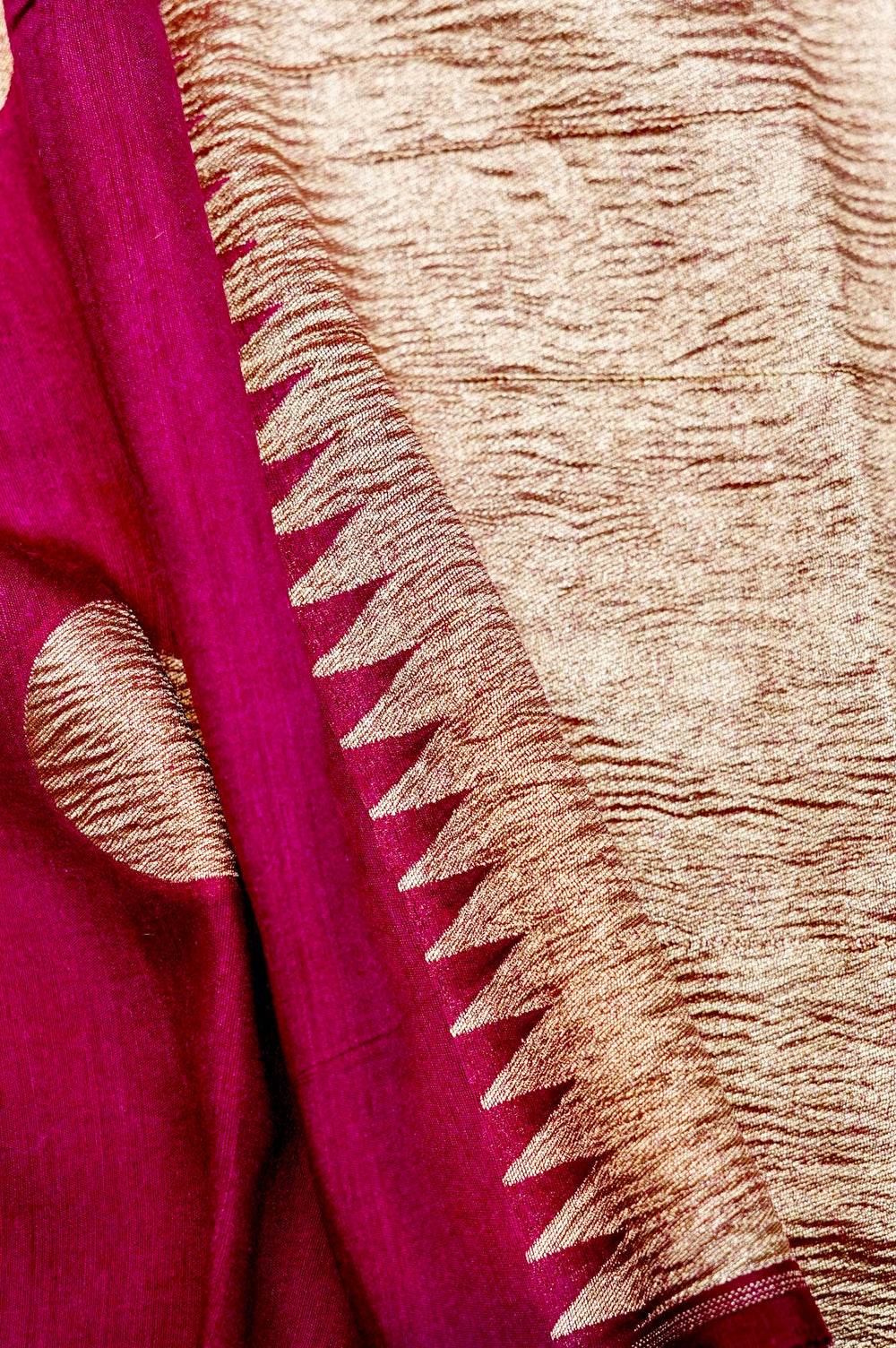 Handwoven Magenta Pink Banarasi Moonga Silk Saree