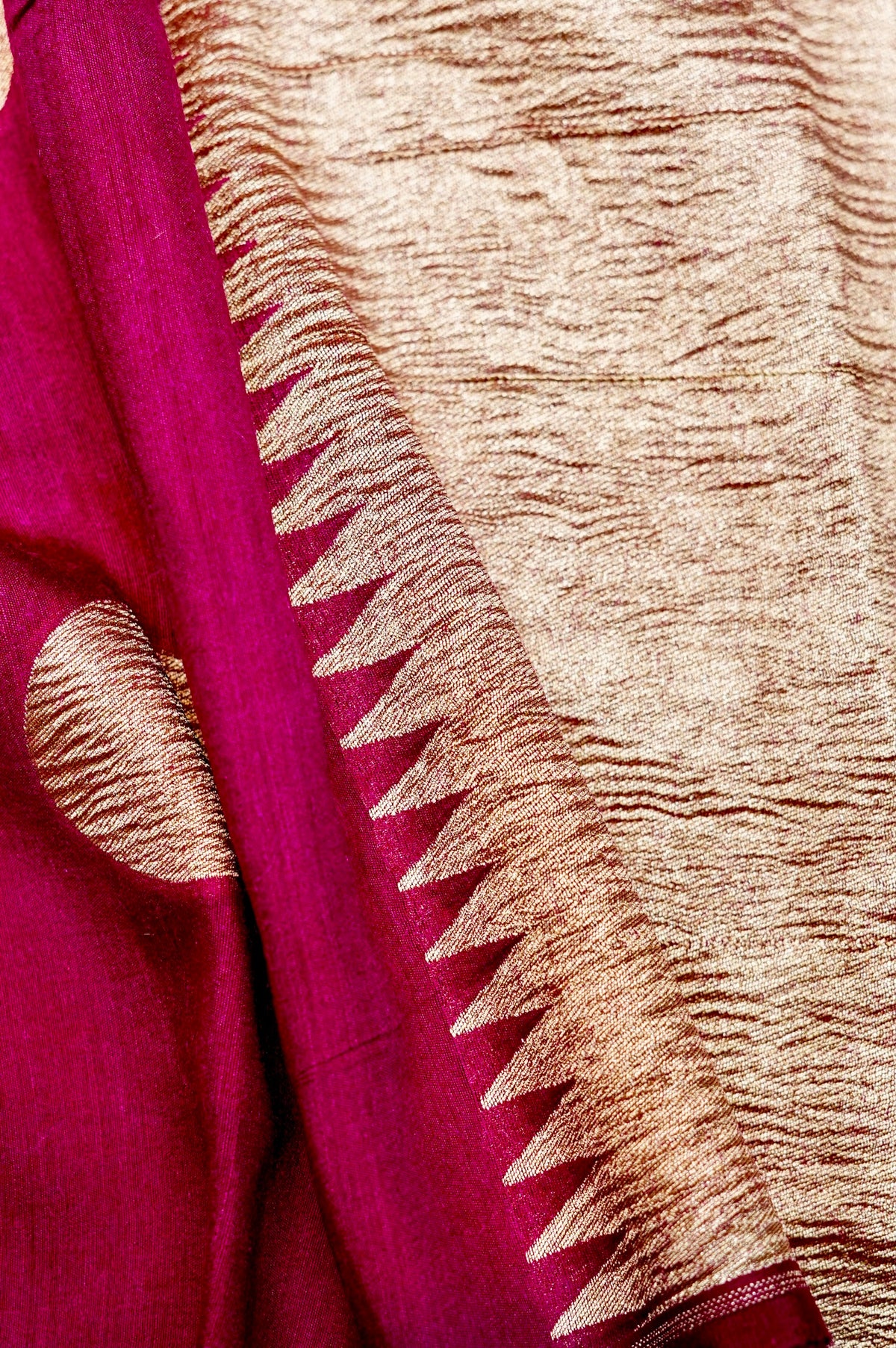 Handwoven Magenta Pink Banarasi Moonga Silk Saree