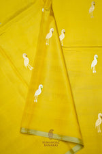 Handwoven Yellow Motif Banarasi Katan Silk Saree