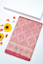 Handwoven Pink Meenakari Kadhwa Banarasi Katan Silk Saree