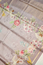Handwoven Grey Motif Banarasi Soft Silk Saree