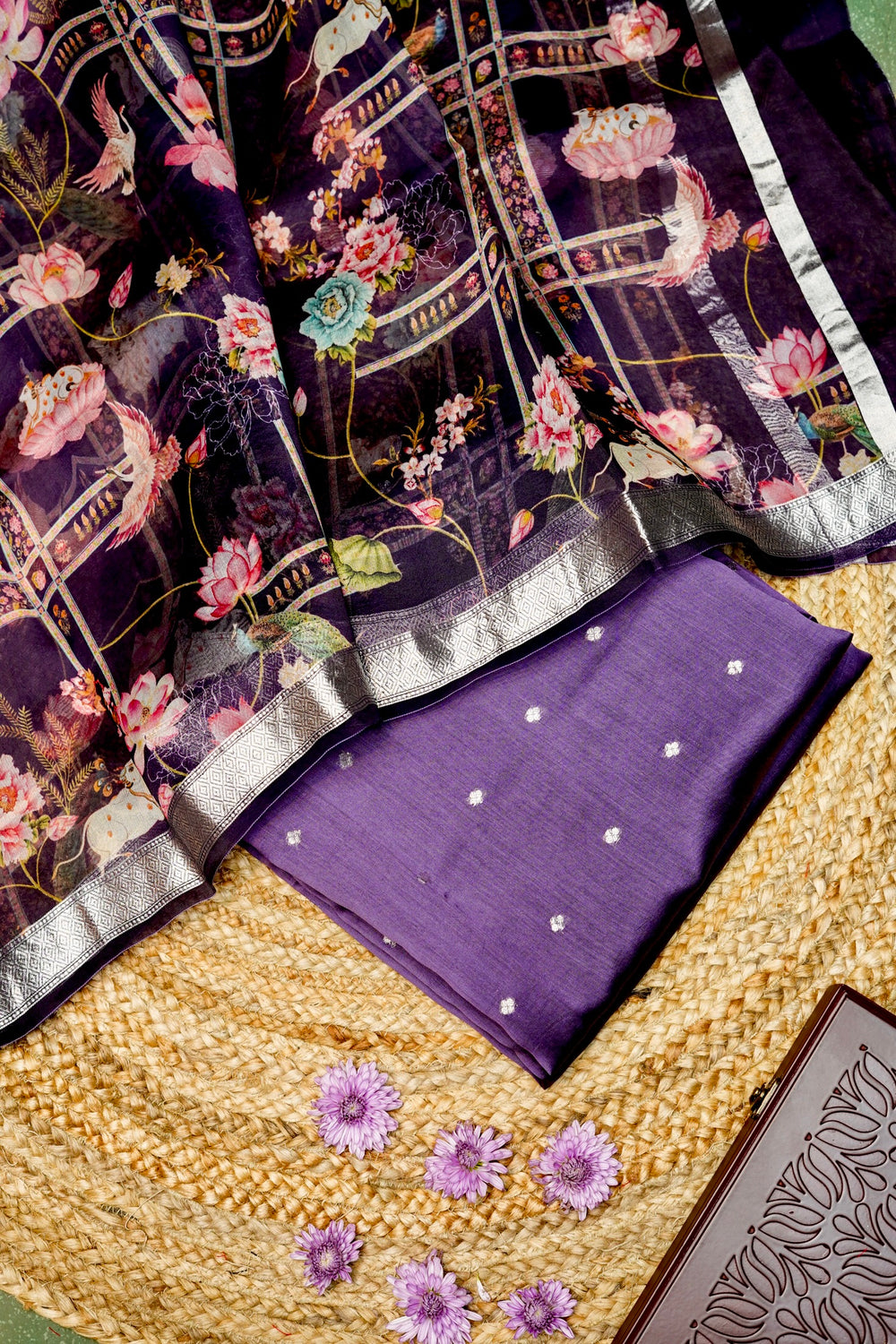 Designer Purple Moonga Silk Suit