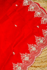 Designer Blood Red Kora Silk Suit