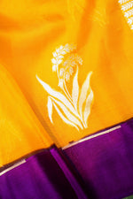 Handwoven Yellow Banarasi Organza Saree