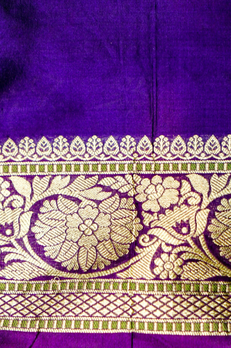 Handwoven Purple Meenakari Kadhwa Banarasi Katan Silk Saree
