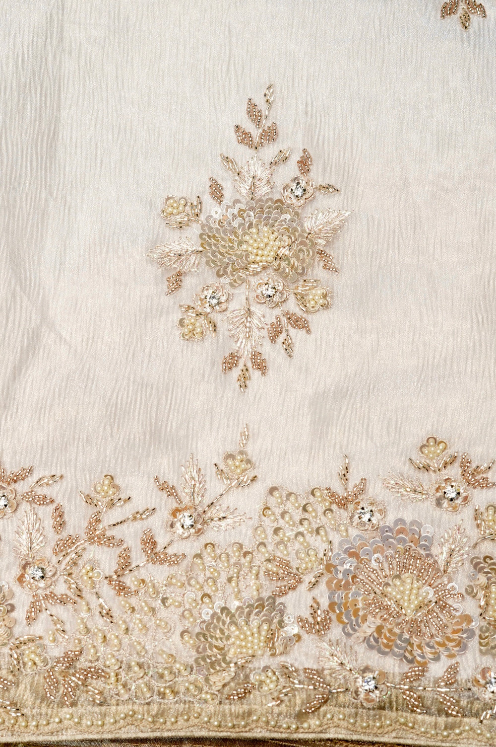 Designer Cream Glass Tissue Suit