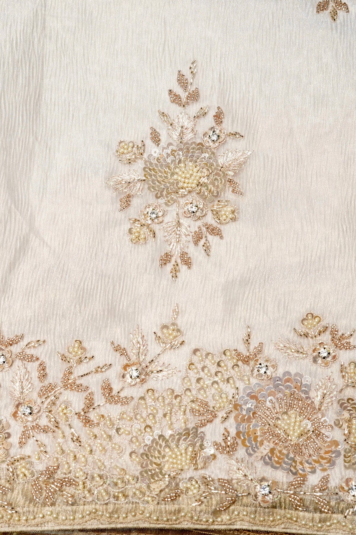 Designer Cream Glass Tissue Suit