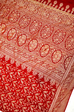 Handwoven Red Banarasi Crepe Khaddi Silk Saree