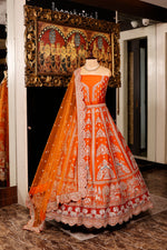 Designer Orange Raw Silk Bridal Lehenga