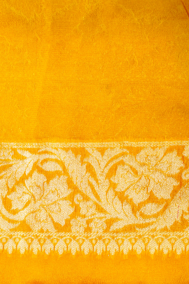 Handwoven Yellow Banarasi Khaddi Georgette Saree