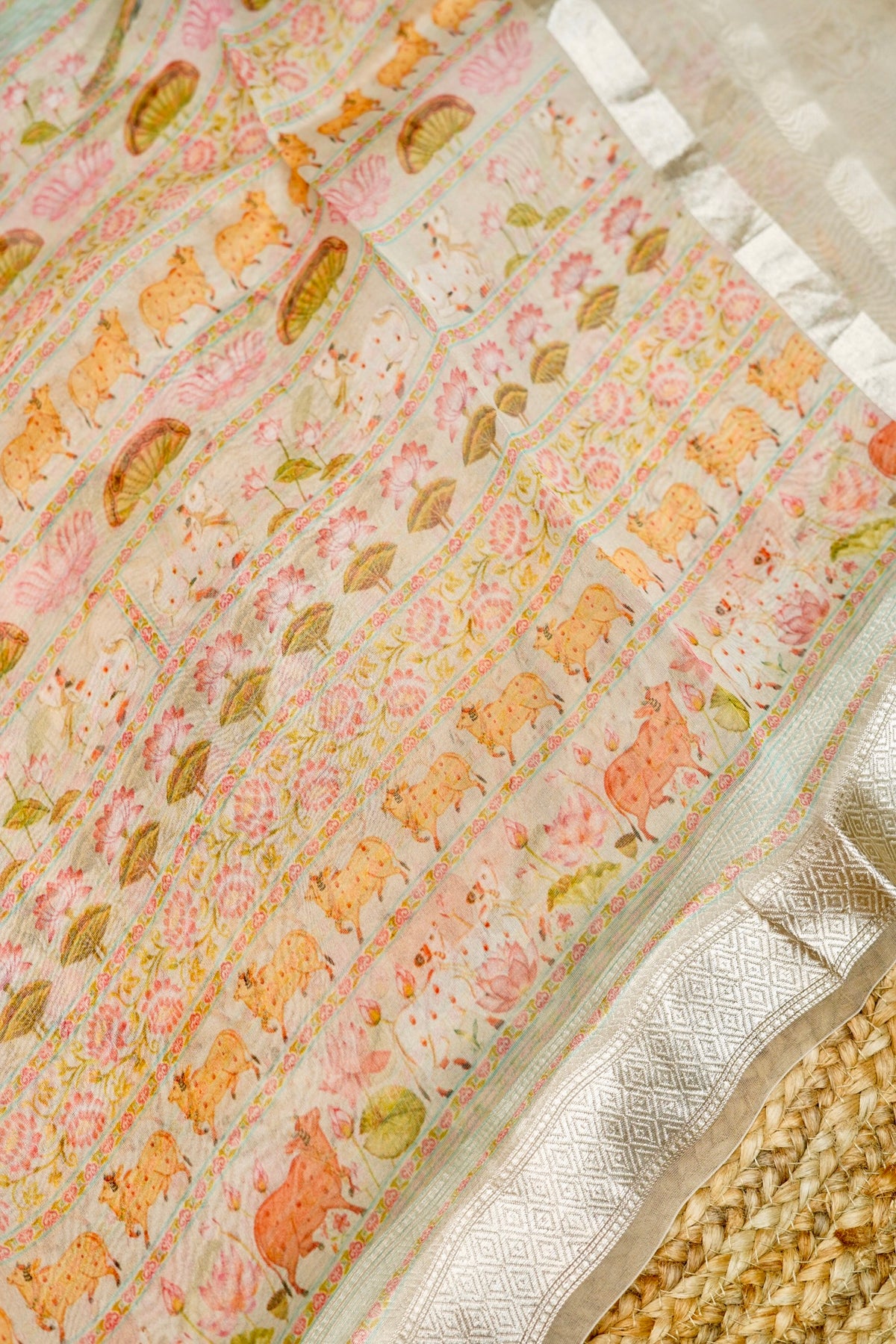 Designer Cream Moonga Silk Suit