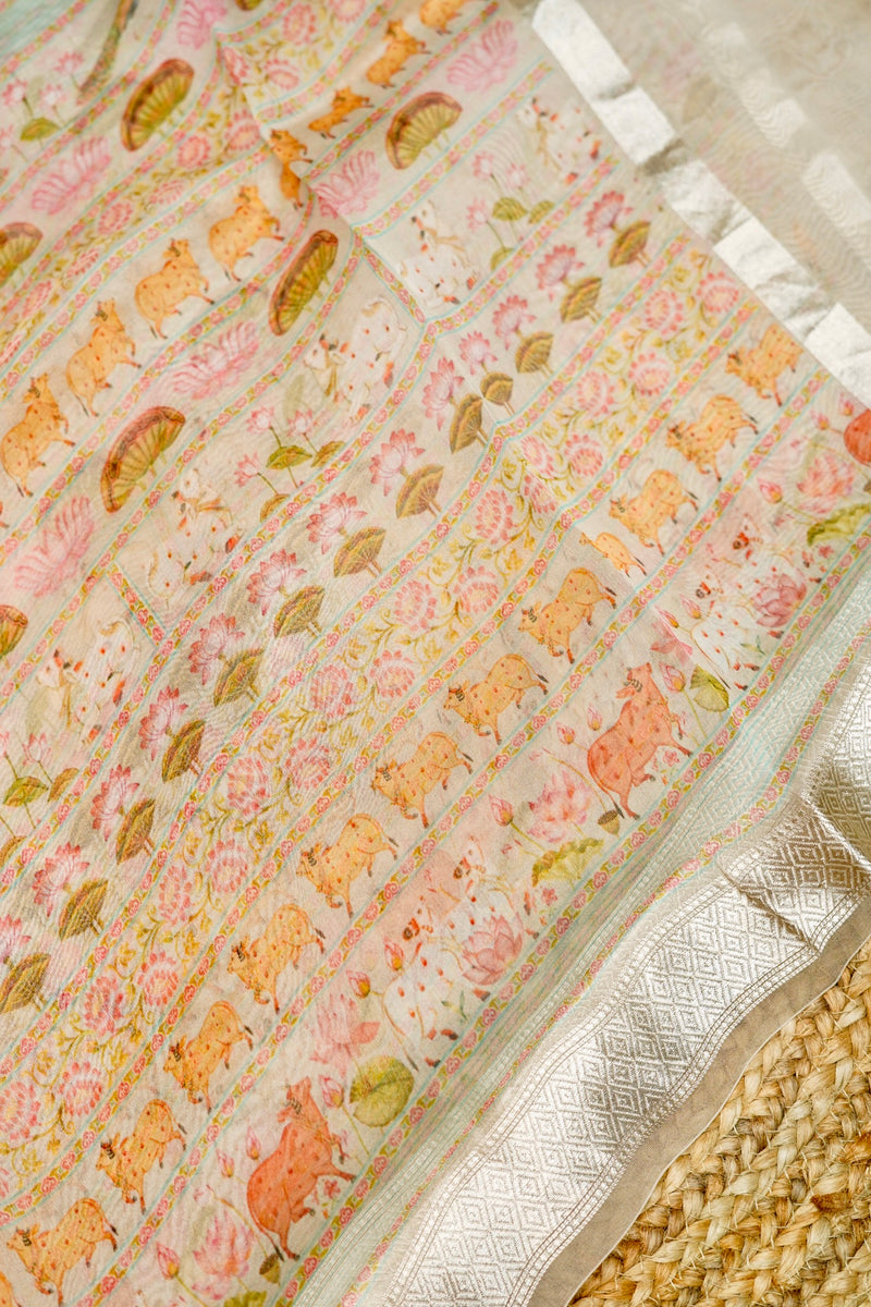 Designer Cream Moonga Silk Suit