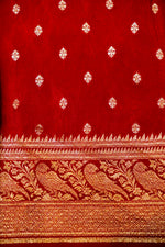 Handwoven Red Banarasi Crepe Khaddi Silk Saree