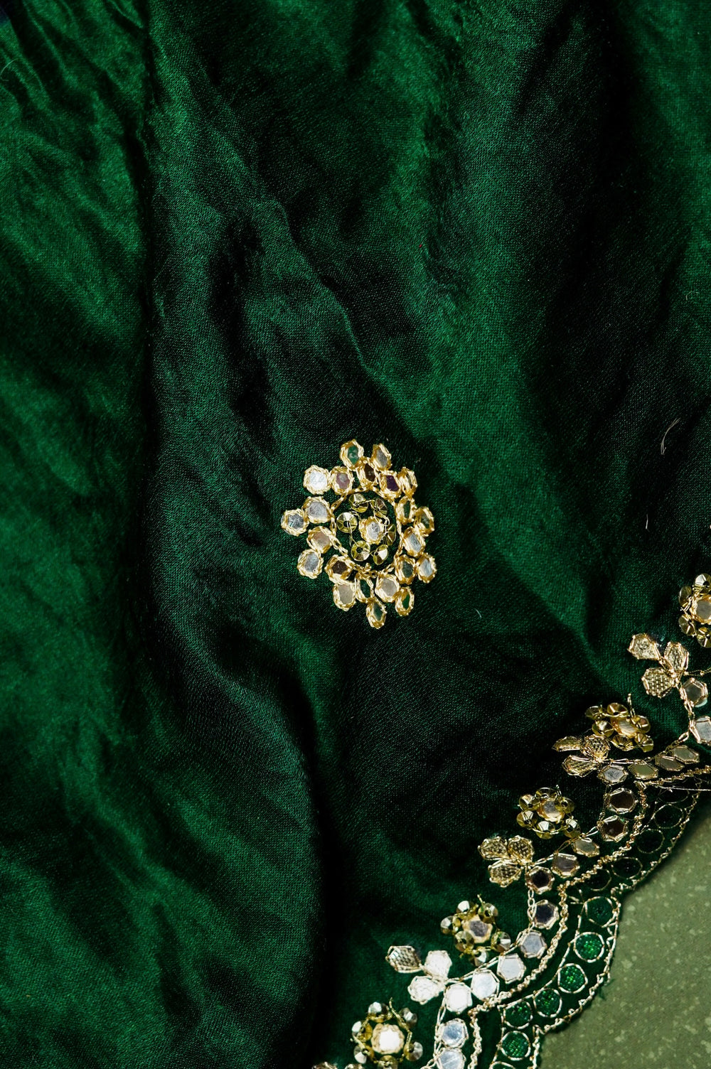 Handwoven Bottle Green Banarasi Gajji Silk Saree