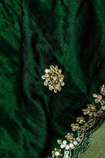 Handwoven Bottle Green Banarasi Gajji Silk Saree