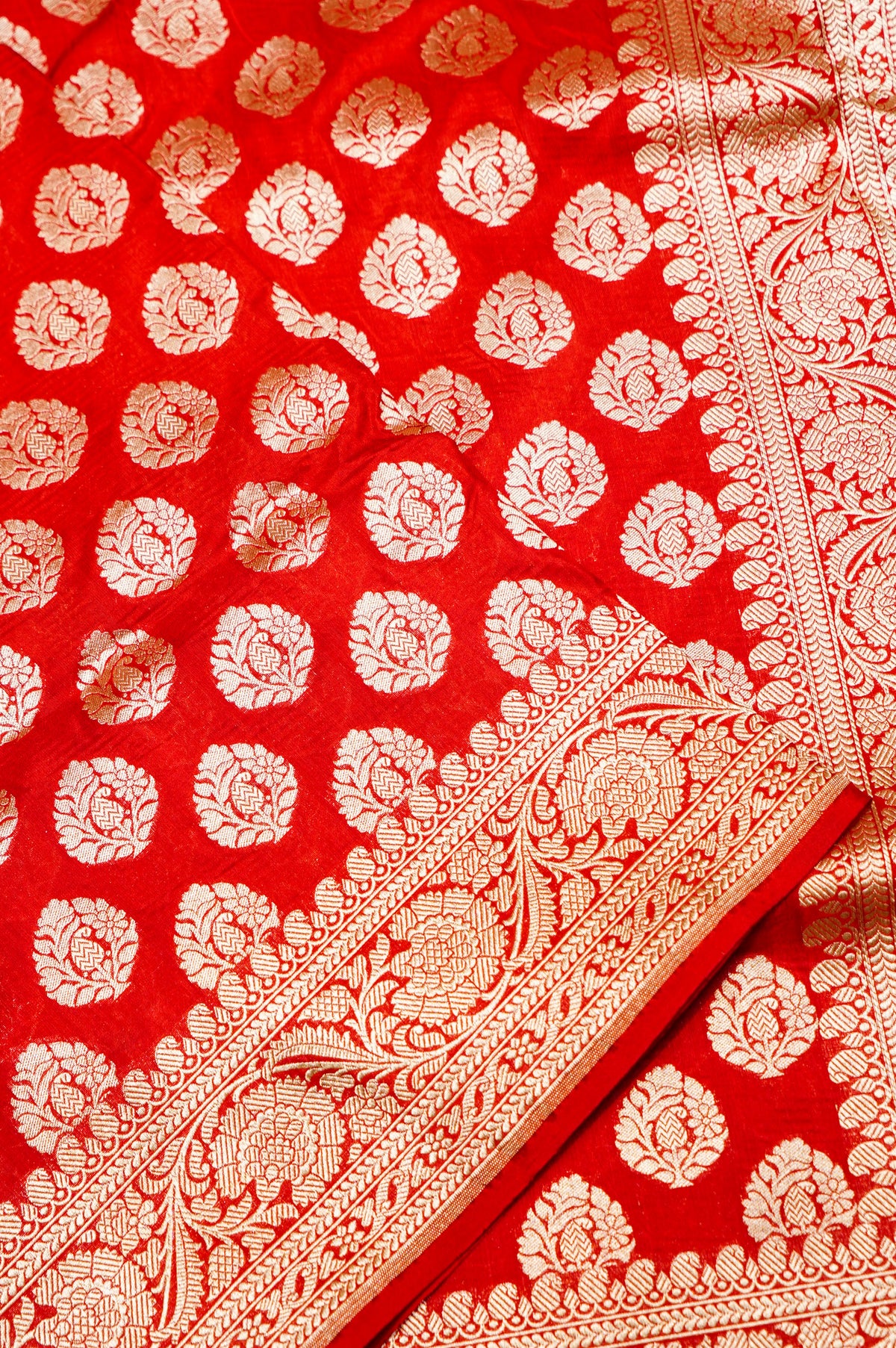 Handwoven Red Kadhwa Banarasi Katan Silk Saree