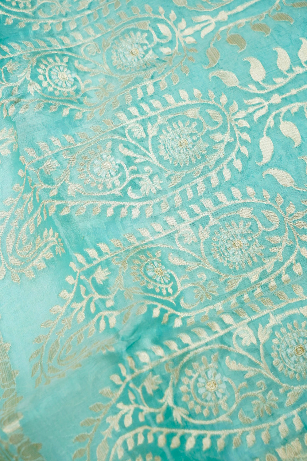 Handwoven Powder Blue Banarasi Katan Soft Silk Saree