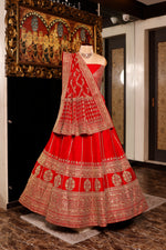 Designer Red Raw Silk Bridal Lehenga