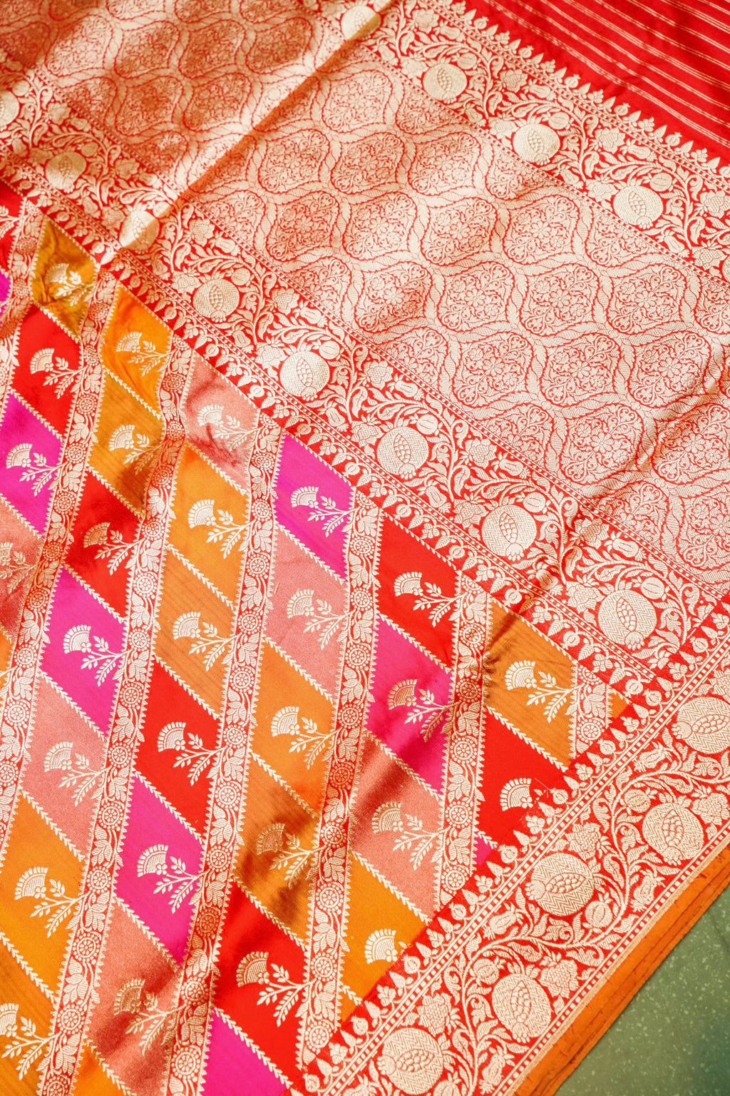 Handwoven Rangkat Kadhwa Banarasi Katan Silk Saree