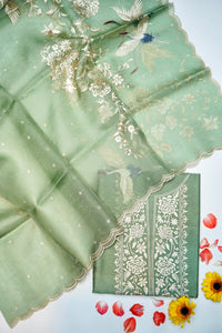 Designer Sea Green Organza Silk Suit