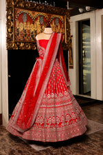 Designer Red Raw Silk Bridal Lehenga