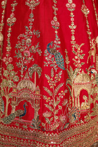 Designer Rani Pink Raw Silk Bridal Lehenga