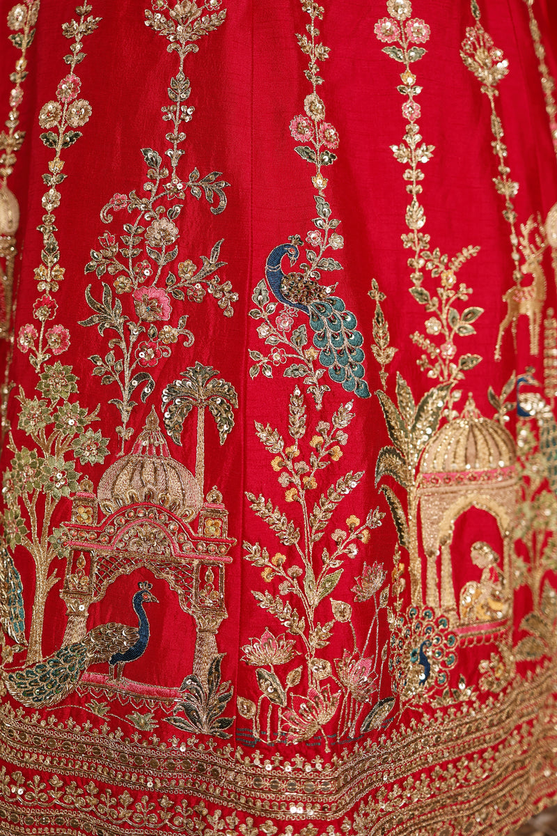 Designer Rani Pink Raw Silk Bridal Lehenga