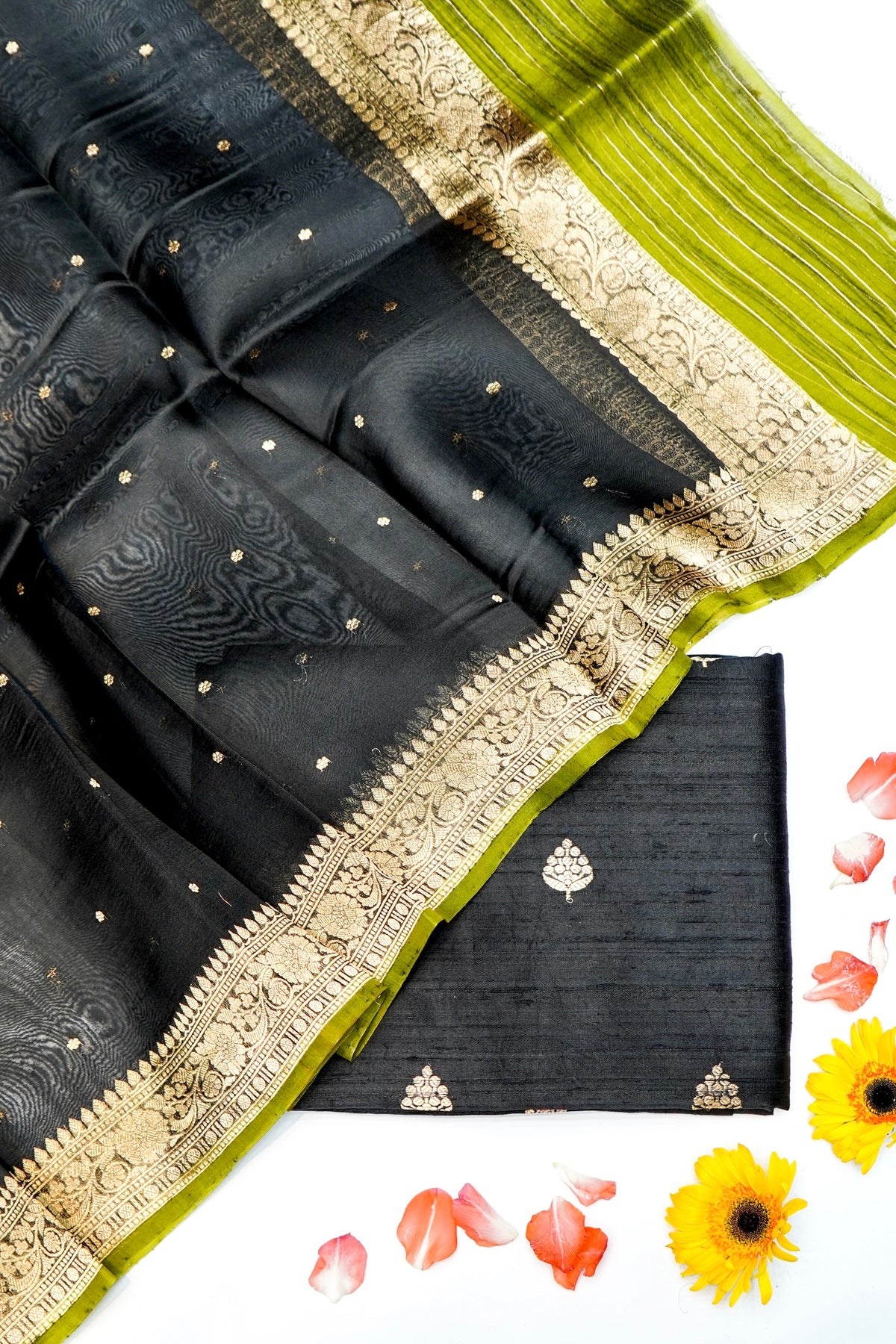 Designer Black Raw Silk Suit