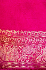 Handwoven Rani Pink Motif Banarasi Mashru Silk Saree