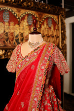 Designer Red Raw Silk Bridal Lehenga