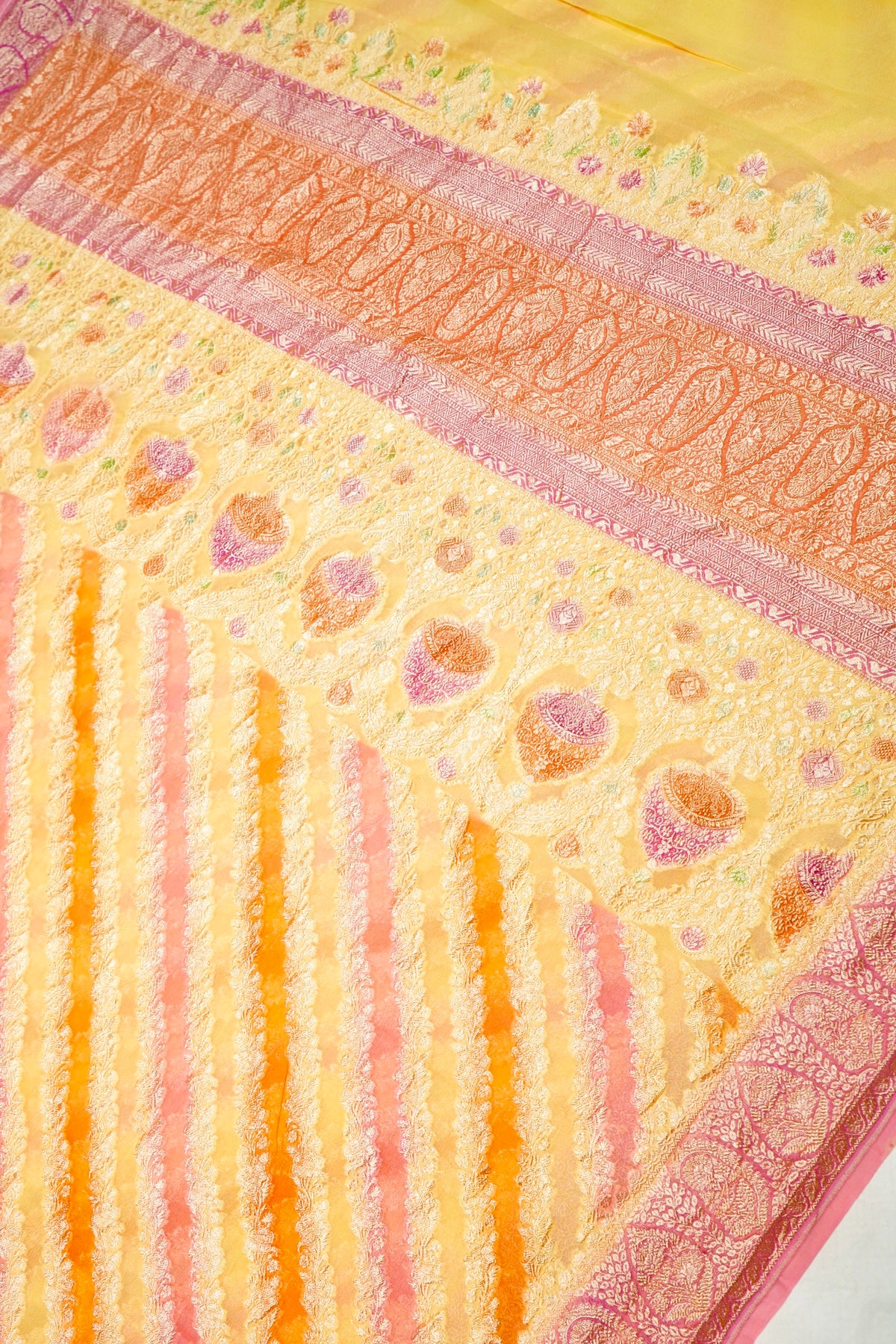 Handwoven Rangkat Banarasi Khaddi Georgette Saree