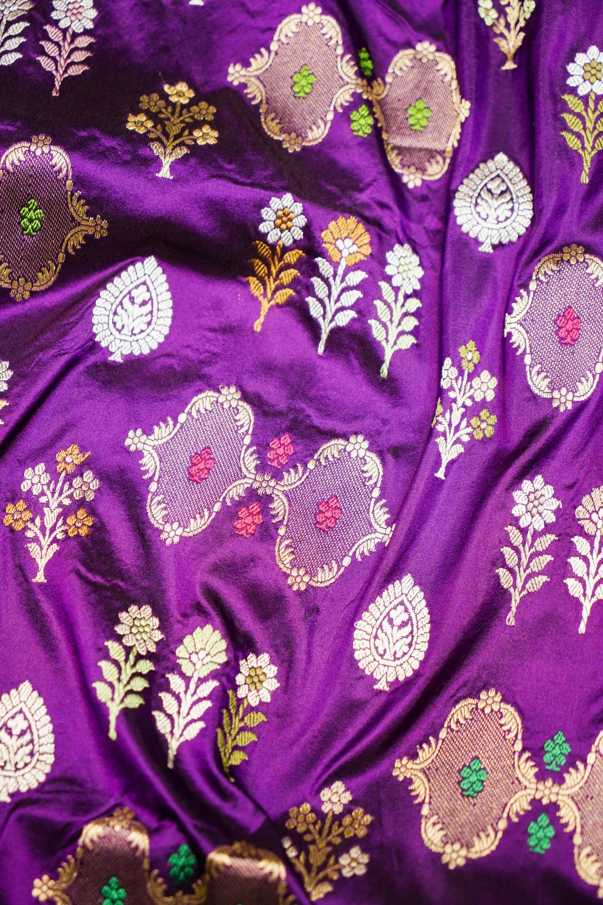 Handwoven Purple Banarasi Katan Silk Saree