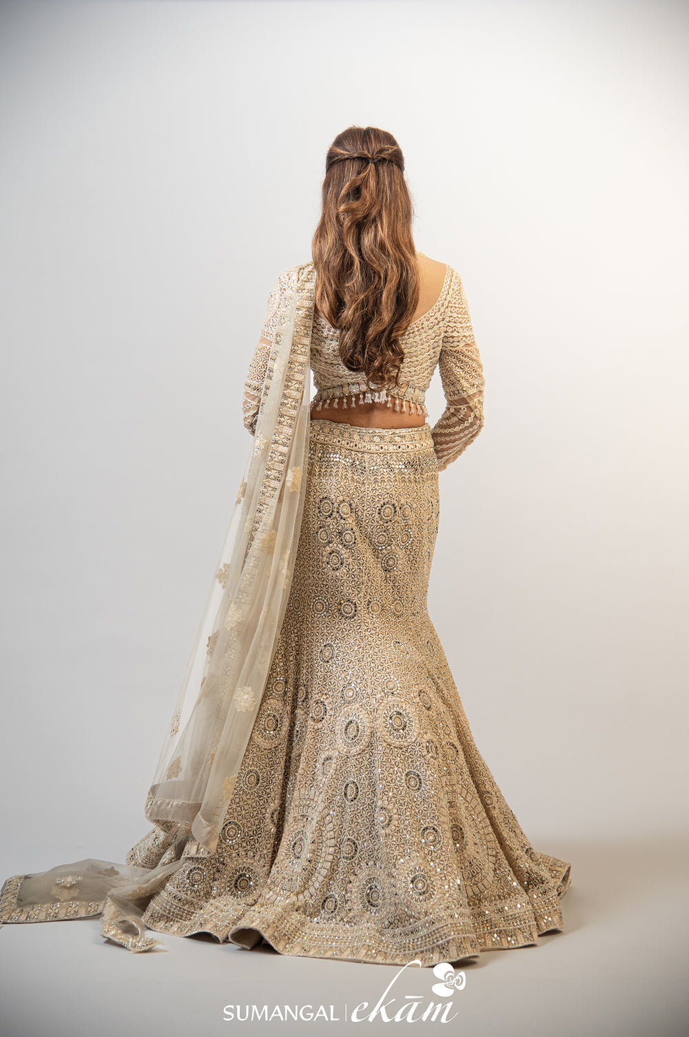 Designer Golden Net Party Wear Lehenga