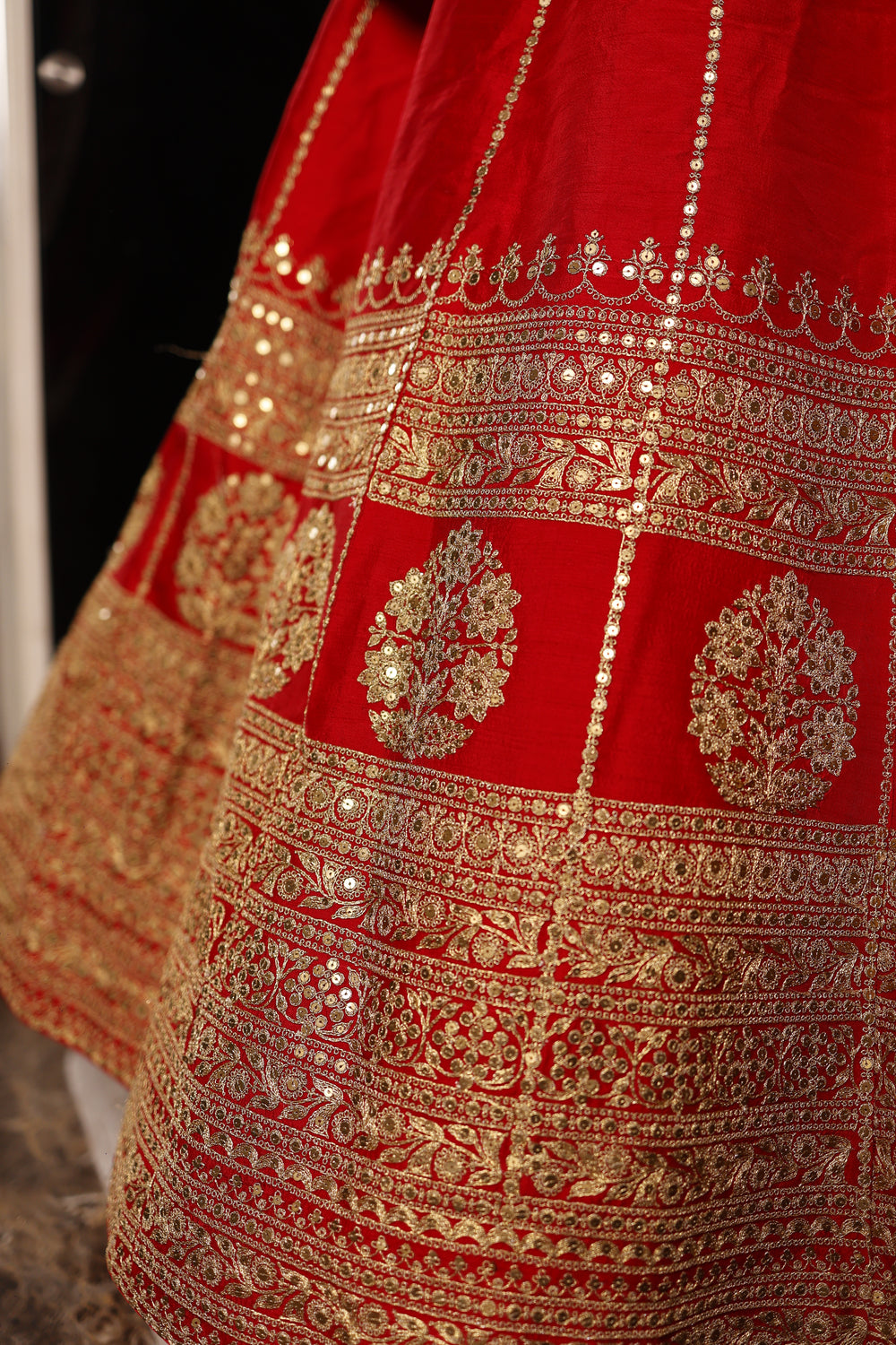 Designer Red Raw Silk Bridal Lehenga