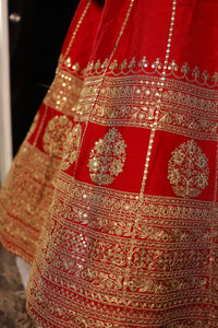 Designer Red Raw Silk Bridal Lehenga