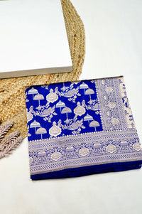 Handwoven Royal Blue Banarasi Katan Silk Saree