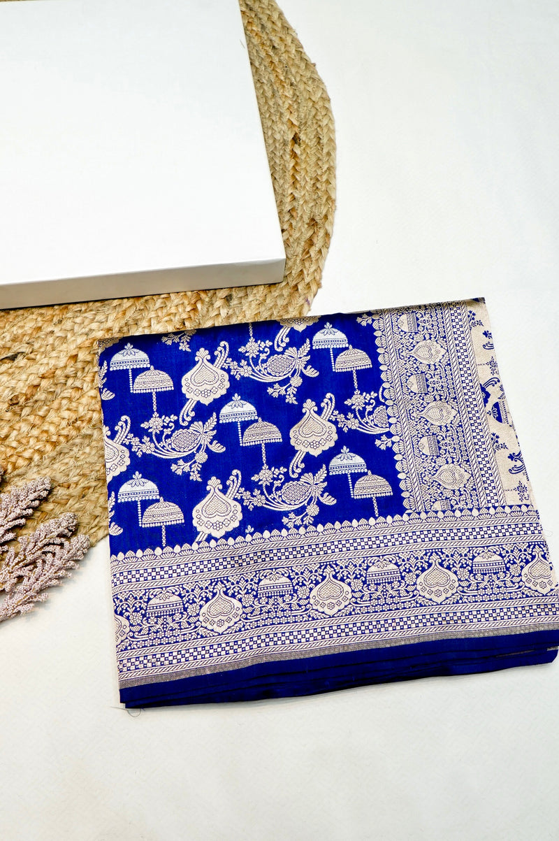 Handwoven Royal Blue Banarasi Katan Silk Saree