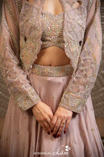 Designer Lilac Chiffon Party Wear Crop Top