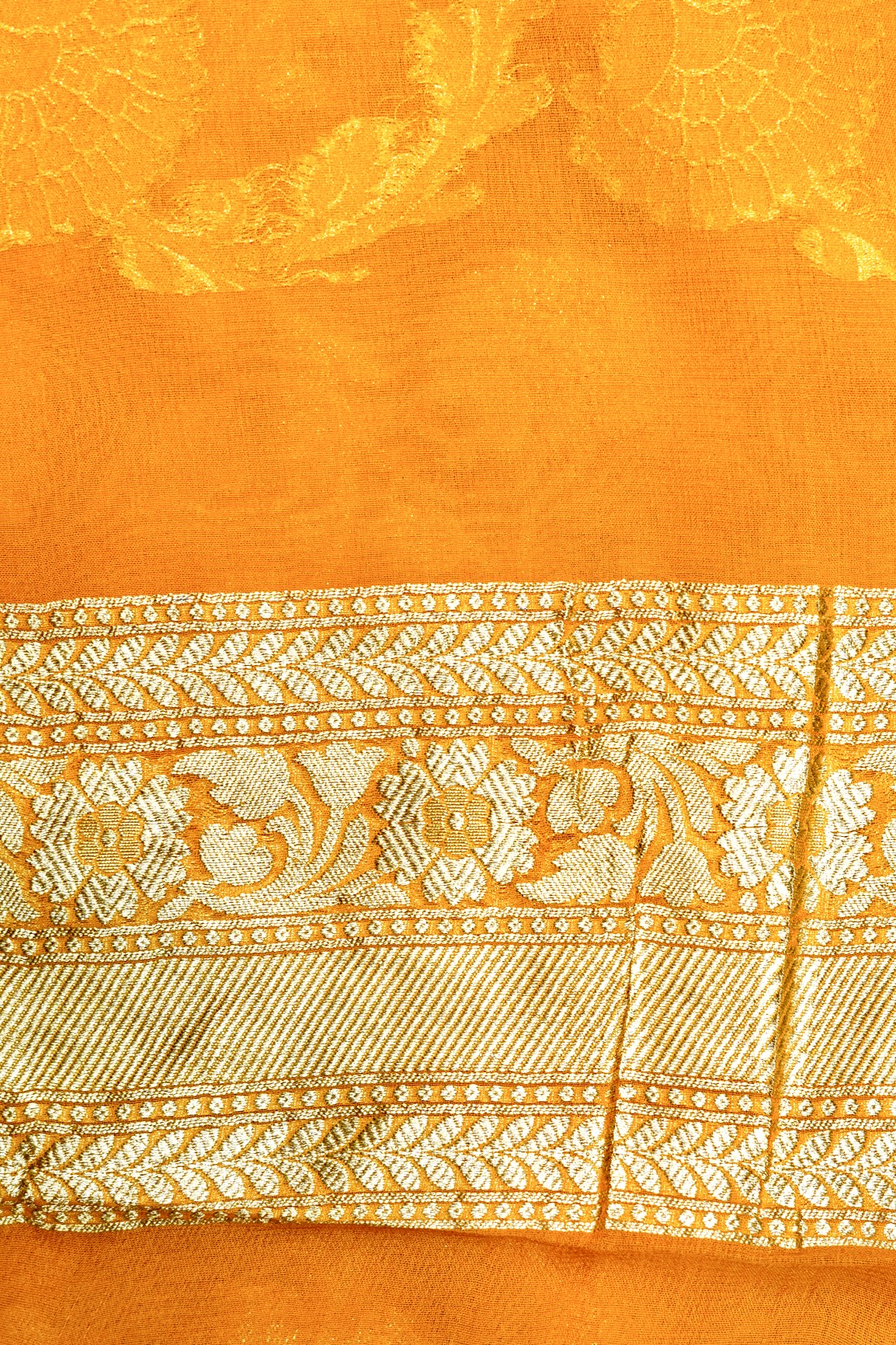 Handwoven Yellow Banarasi Khaddi Georgette Saree
