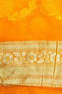 Handwoven Yellow Banarasi Khaddi Georgette Saree