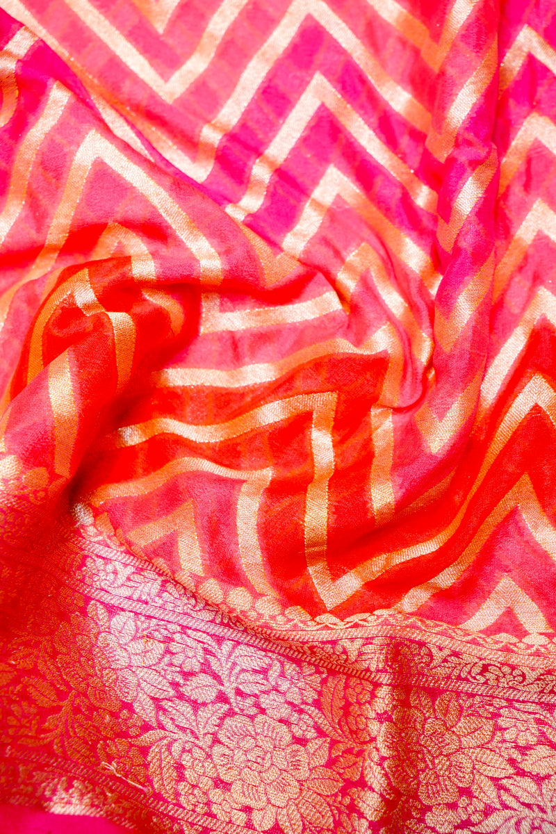 Handwoven Rangkat Banarasi Khaddi Georgette Saree