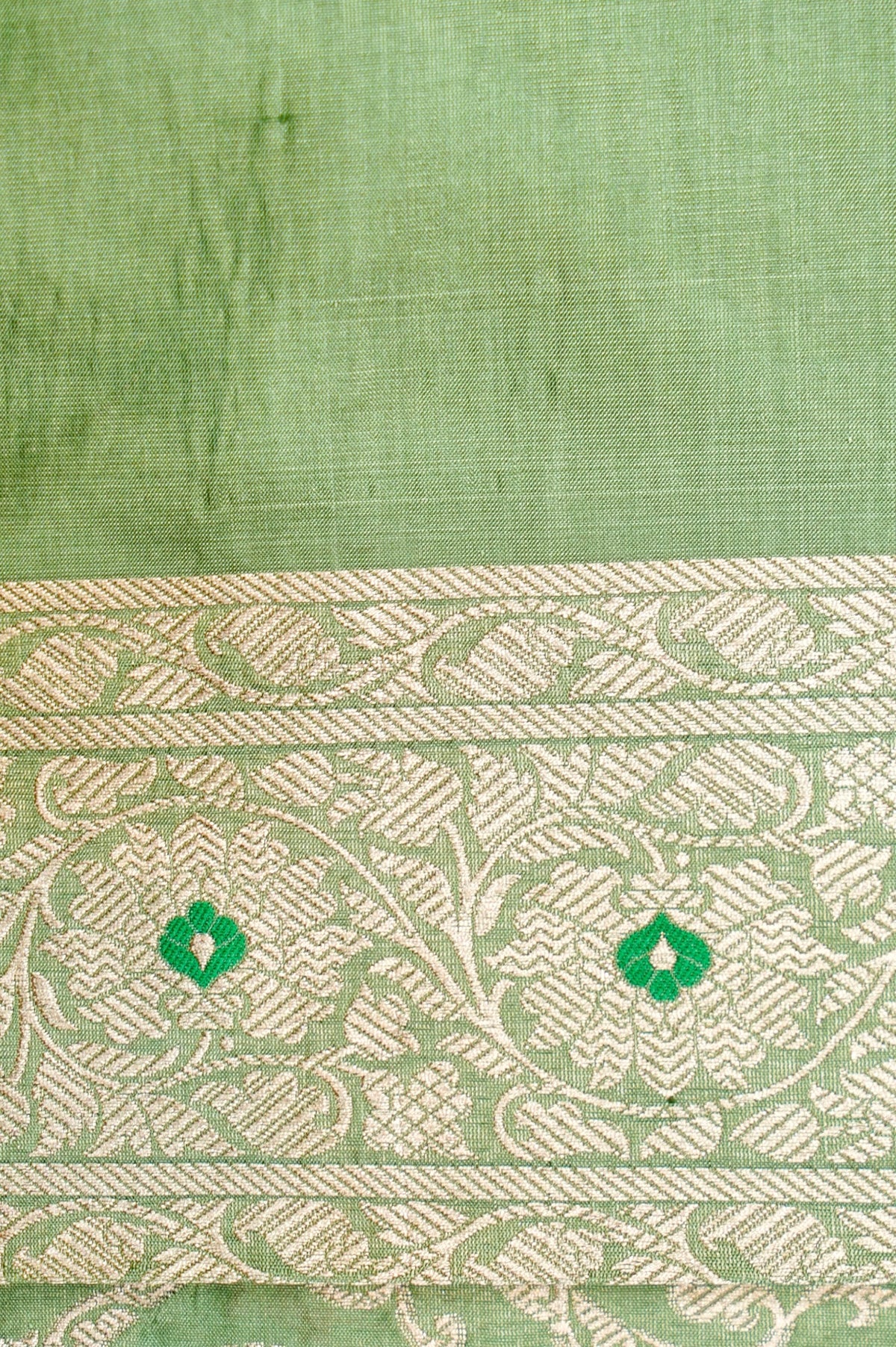 Handwoven Pista Green Meenakari Kadhwa Banarasi Katan Silk Saree