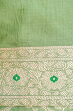 Handwoven Pista Green Meenakari Kadhwa Banarasi Katan Silk Saree