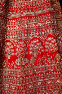 Designer Red Raw Silk Bridal Lehenga