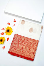 Handwoven Off White Banarasi Katan Silk Saree